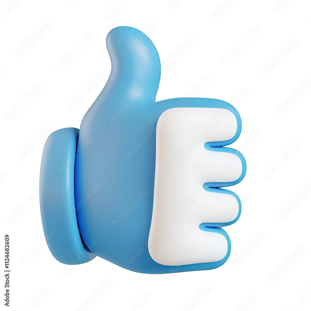 Fototapeta premium Blue and White Thumb Down Finger Icon in Clean,Minimalistic 3D Cartoon Style