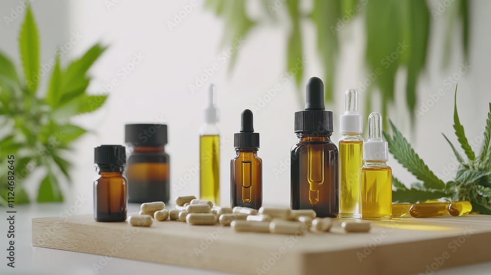 Neatly Displayed Cannabis Products on a Counter