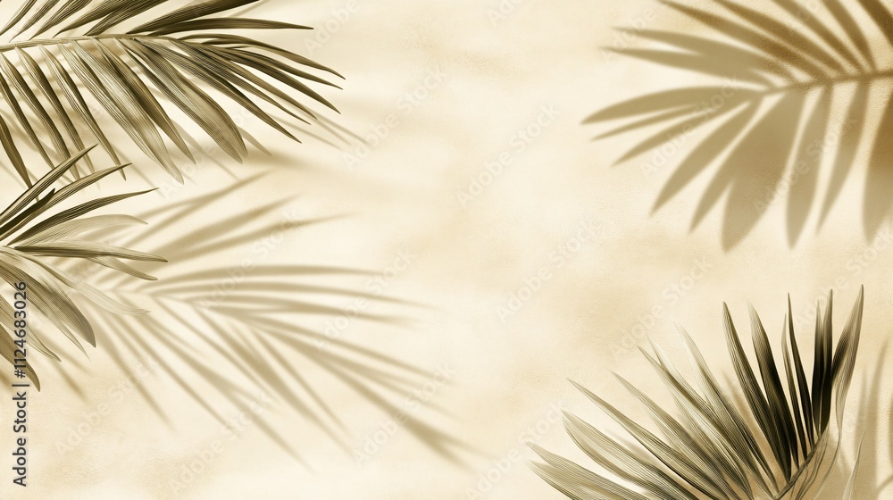 Obraz premium Palm Leaf Shadows on Beige Background Design