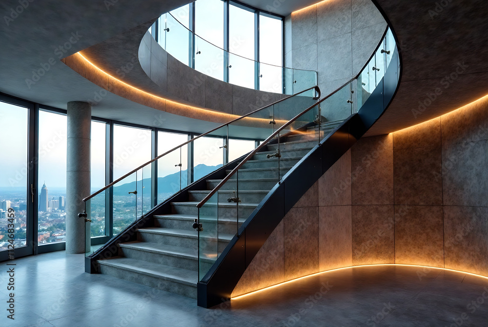 Obraz premium Modern staircase Generative AI image 