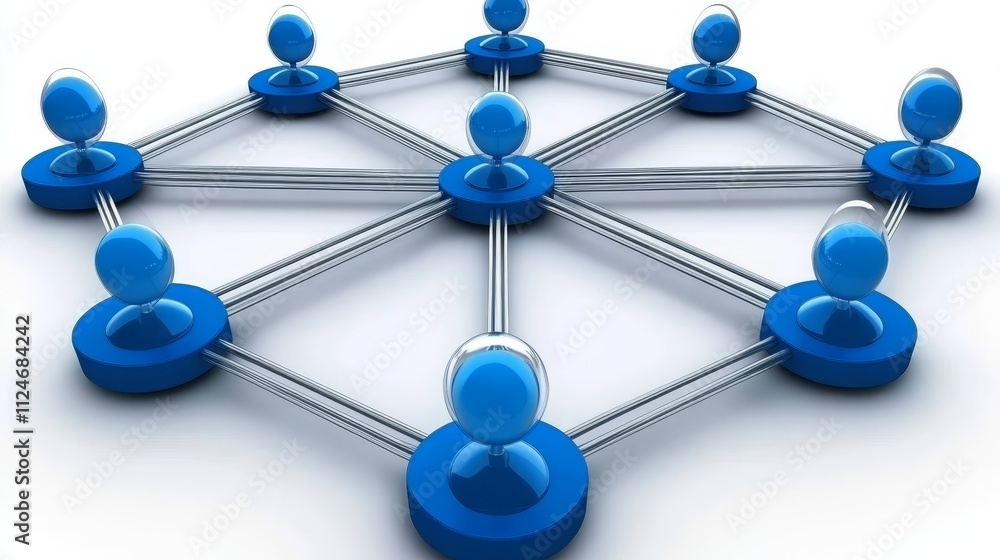 Global Network Connection Blue Nodes and Links Global Network Connection Blue Nodes and Links