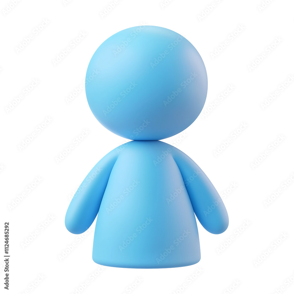 Obraz premium Blue Minimalist 3D Cartoon Style Icon on White Background