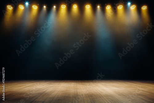 Wallpaper Mural Empty stage illuminated by colorful lights in a dark theater ready for a performance or show Torontodigital.ca