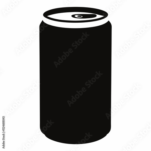 Black Silhouette Vector Illustration of a Soda Can