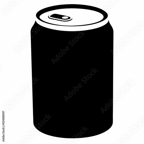 Black Silhouette Vector Illustration of a Soda Can