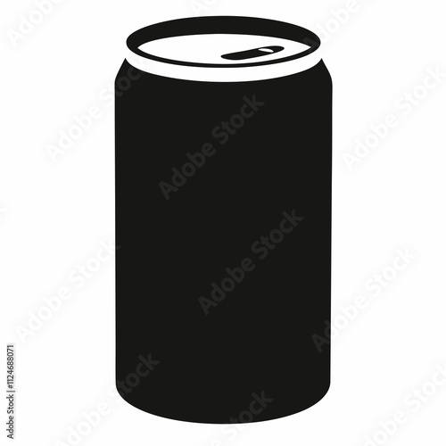 Black Silhouette Vector Illustration of a Soda Can