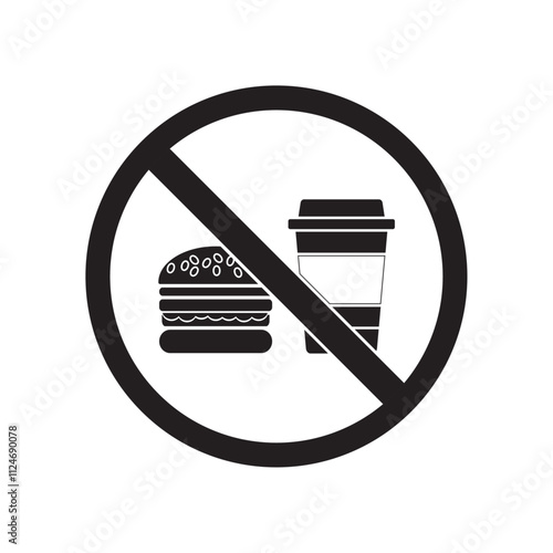 vector flat icon warning sign prohibiting bringing food and drink