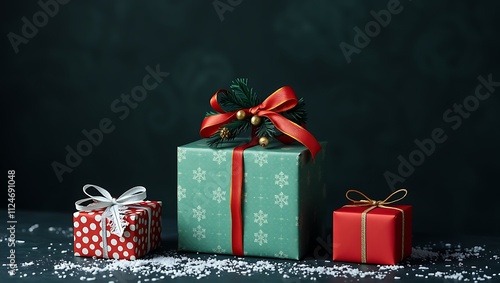 Beautiful gift box with ribbon, festival background