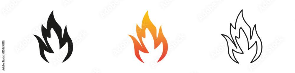 Icon collection of flame designs in various colors and styles. Fire icon vector set. Flame icon collection. Fire flame symbol. Black, gradient, line set Icon collection of flame designs in various colors and styles. Fire icon vector set. Flame icon collection. Fire flame symbol. Black, gradient, line set