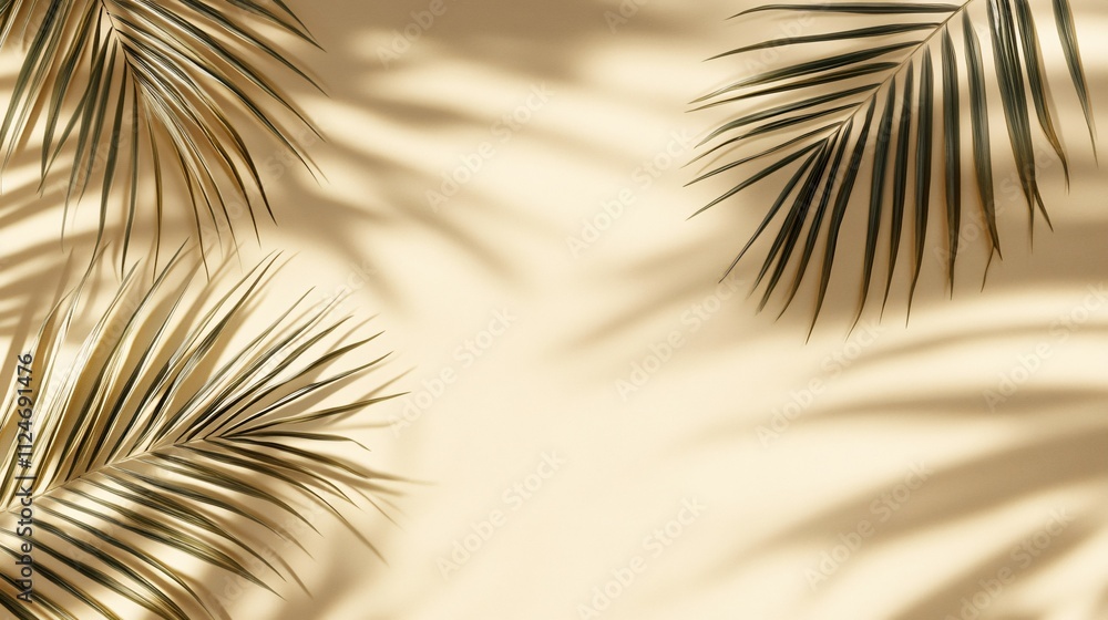 Obraz premium Palm Leaf Shadows on Beige Background