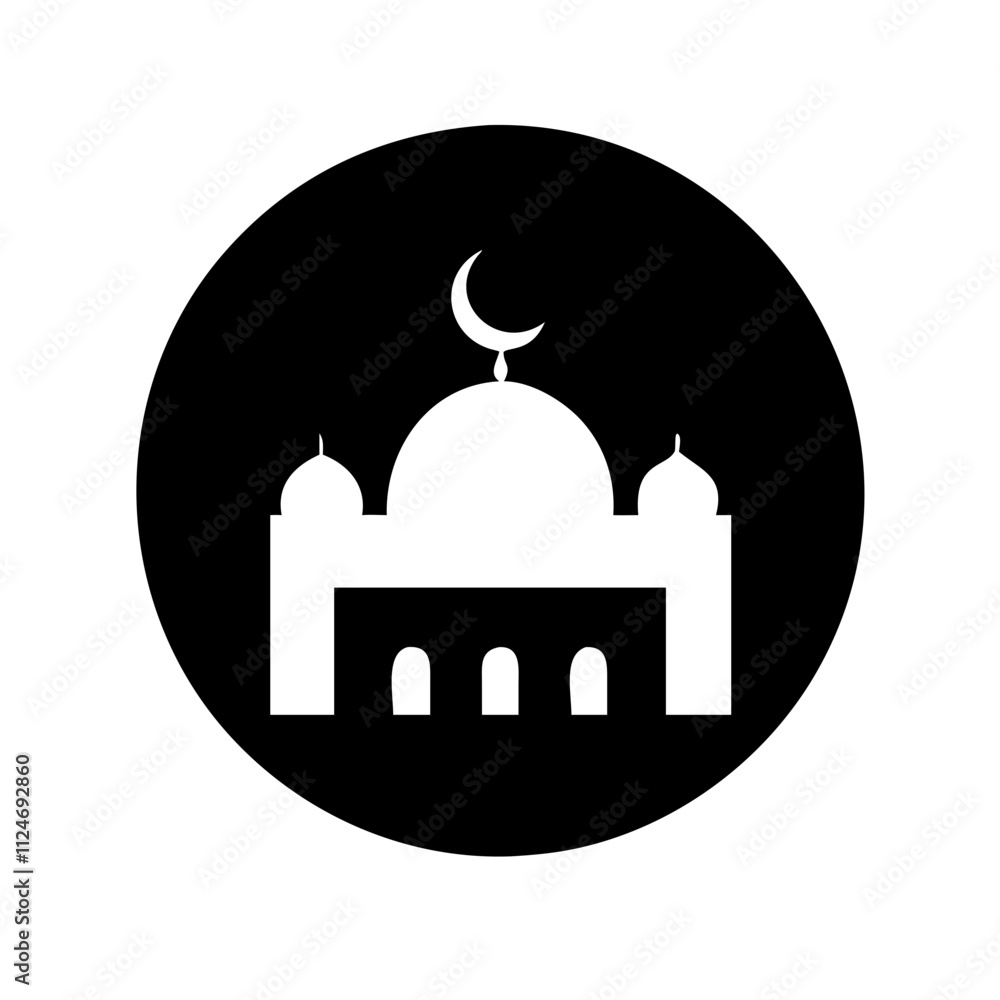 Classic architectural mosque icon with ornamental detailing. Classic architectural mosque icon with ornamental detailing.