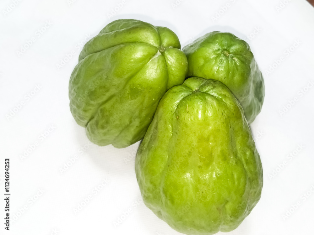 Chayote Vegetable isolated white background Chayote Vegetable isolated white background