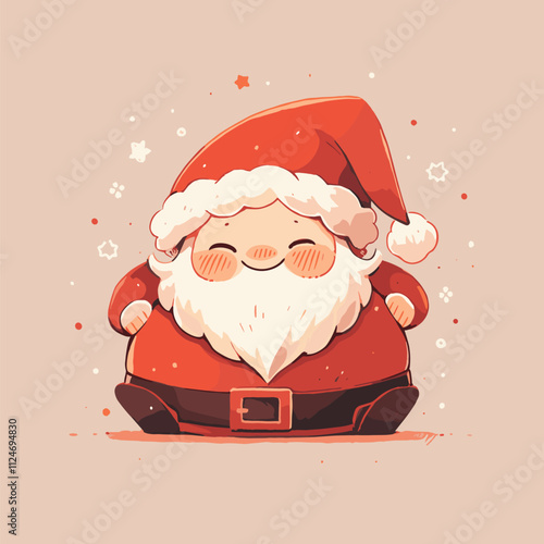 Cheerful Santa Claus Illustration in Festive Style with Warm Tones. Cute Santa Vector.