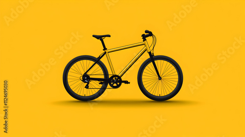 A flat design of a bicycle, with bold shapes and colors, reduced to just the frame and wheels. Flat bicycle vector. photo