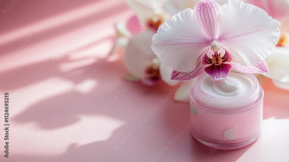 Elegant Orchid and Cream on Soft Pink Surface Elegant Orchid and Cream on Soft Pink Surface