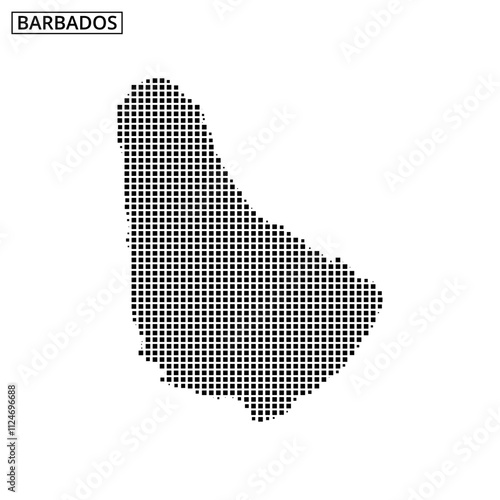 Detailed dot representation of Barbados highlighting its unique geography and shape