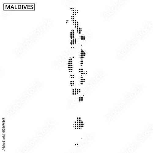 Maldives illustrated map showcasing unique island formations and turquoise waters