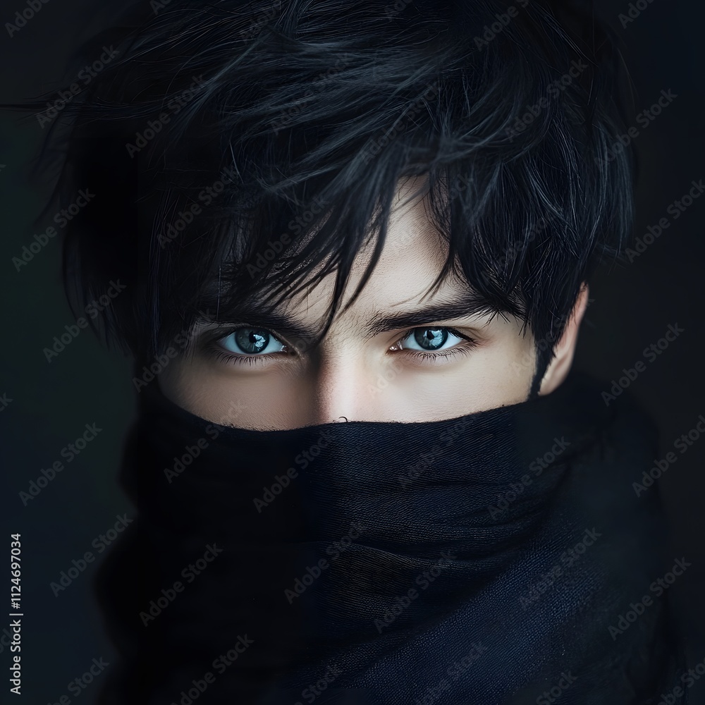 Beautiful woman and sharp eyes black hair black eyes techwear,generation AI Beautiful woman and sharp eyes black hair black eyes techwear,generation AI