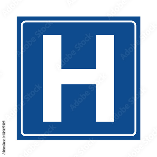 Hospital blue sign on a white background