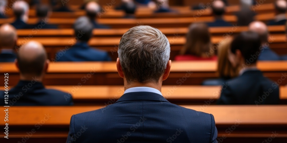 politics government agenda concept. A man sits in a formal setting, facing a group of individuals, emphasizing a sense of observation and contemplation. politics government agenda concept. A man sits in a formal setting, facing a group of individuals, emphasizing a sense of observation and contemplation.