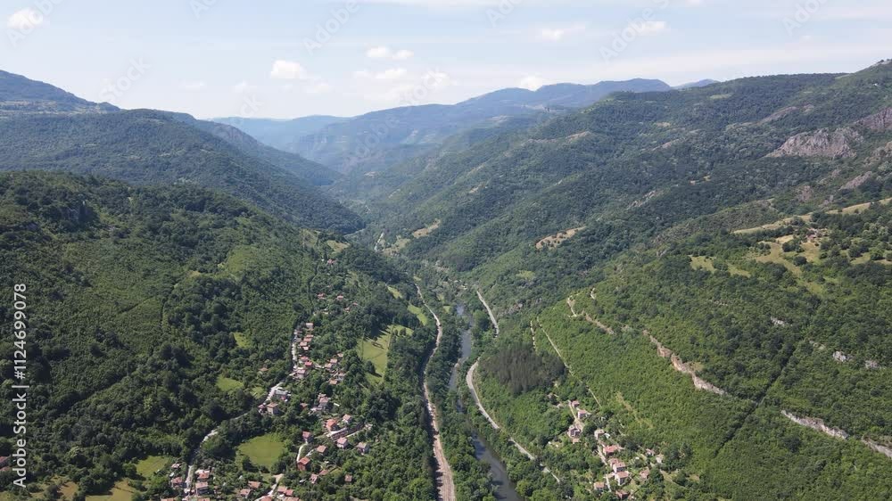 Aerial view of Iskar river Gorge near Lakatnik Rocks, Balkan Mountains, Bulgaria
Aerial view of Iskar river Gorge near Lakatnik Rocks, Balkan Mountains, Bulgaria