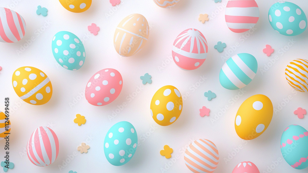 flat lay of geometric Easter egg shapes in vibrant pastel tones. flat lay of geometric Easter egg shapes in vibrant pastel tones.