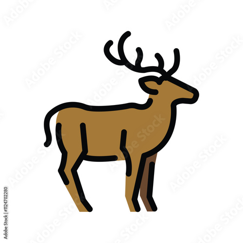 Deer Vector Icon - Fleet-Footed Hoofed Mammal with Antlers