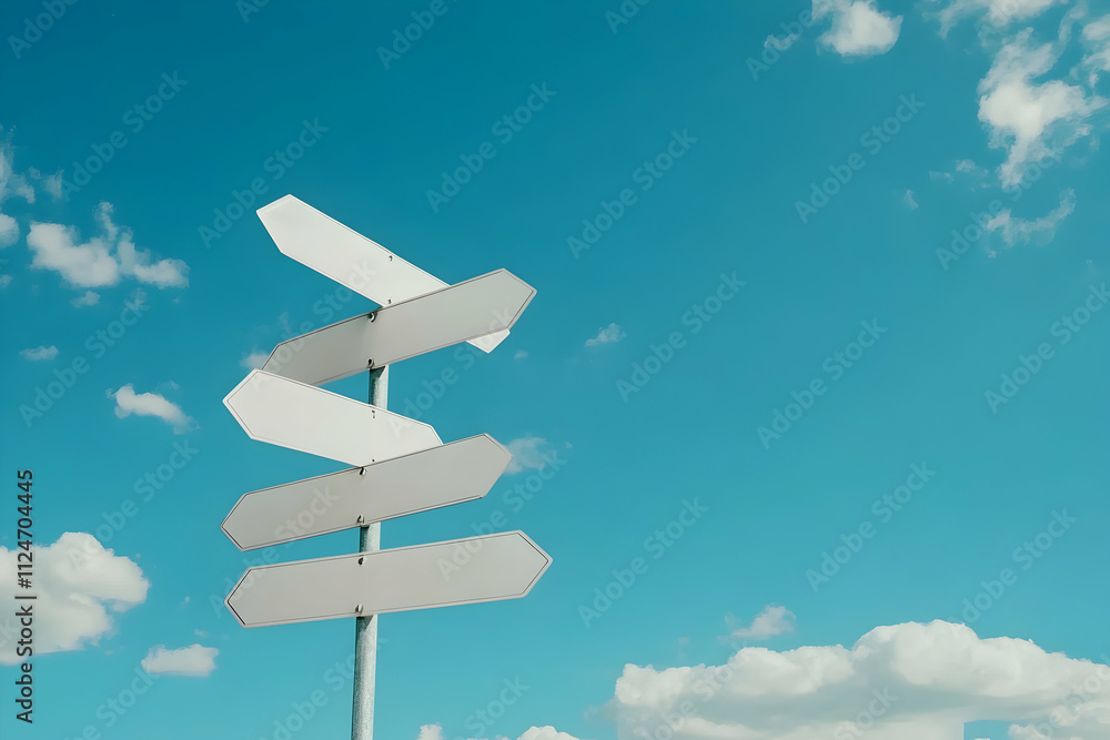 Blank Signpost Illustration: Choices, Directions, Future, Options, Path, Road, Travel, Wayfinding, Destination, Journey Blank Signpost Illustration: Choices, Directions, Future, Options, Path, Road, Travel, Wayfinding, Destination, Journey