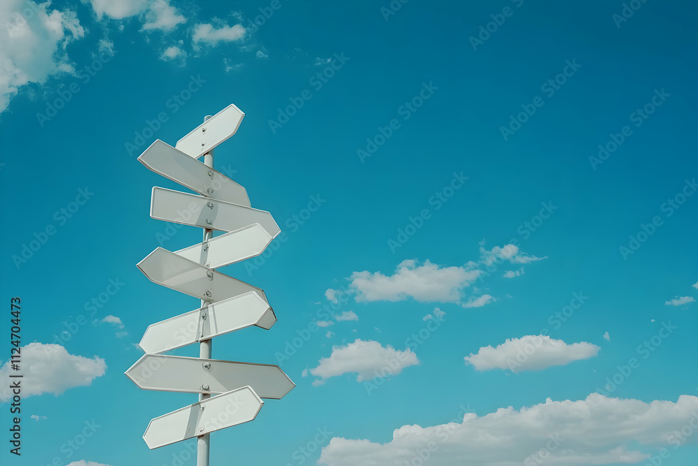 Blank Signpost 3D Illustration: Options, Choices, Directions Blank Signpost 3D Illustration: Options, Choices, Directions