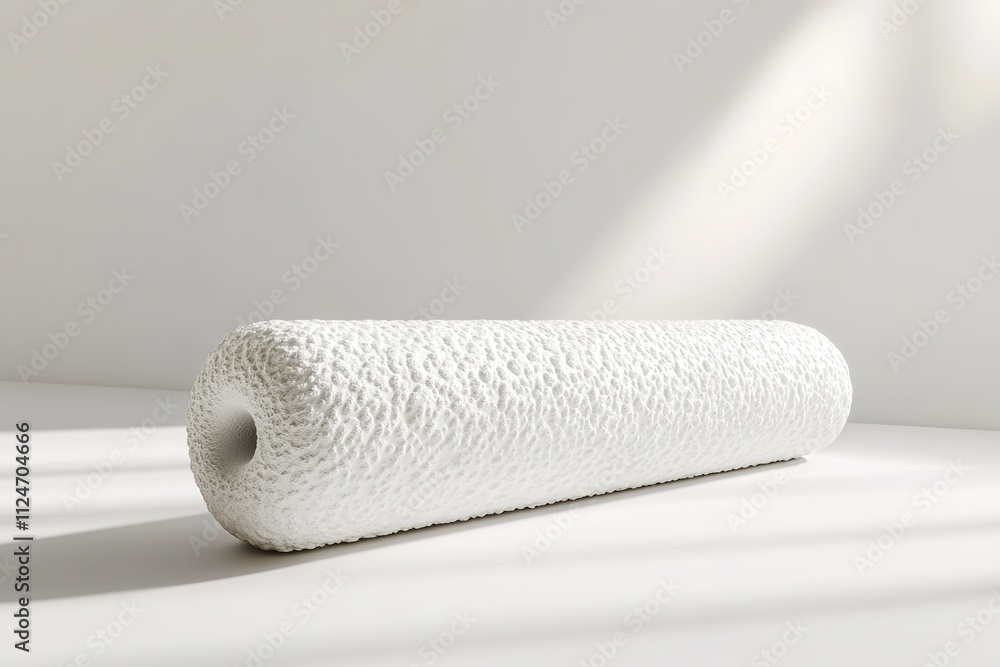 Obraz premium White textured roll on striped surface with shadow play