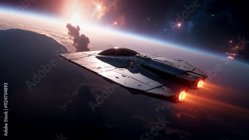 Wallpaper Mural Futuristic Spaceship in the Vastness of Space Torontodigital.ca