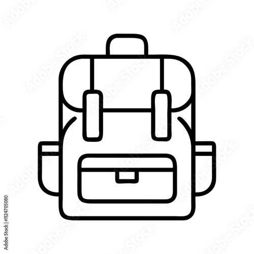 backpack icon, education vector icon - black outline icon of backpack symbolizing education, knowledge, and information in simple design.