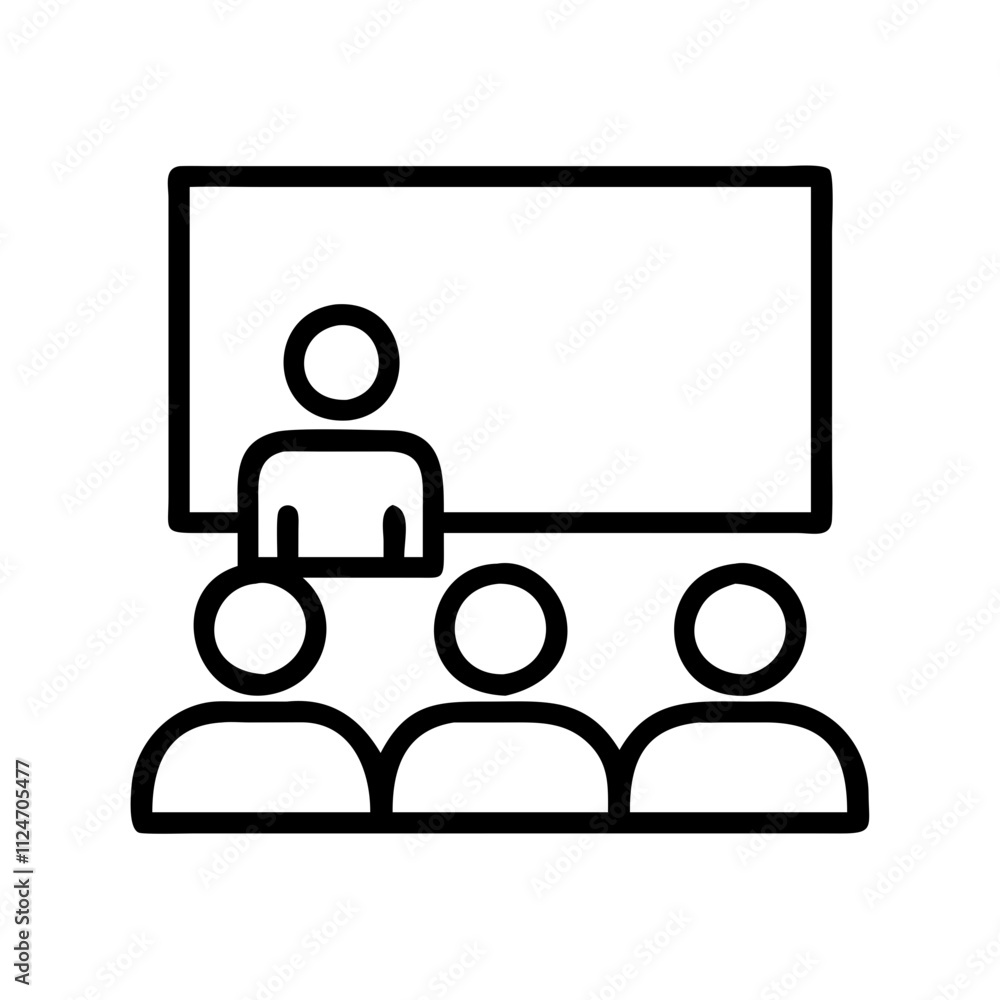 classroom icon, education vector icon - black outline icon of classroom symbolizing education, knowledge, and information in simple design. classroom icon, education vector icon - black outline icon of classroom symbolizing education, knowledge, and information in simple design.