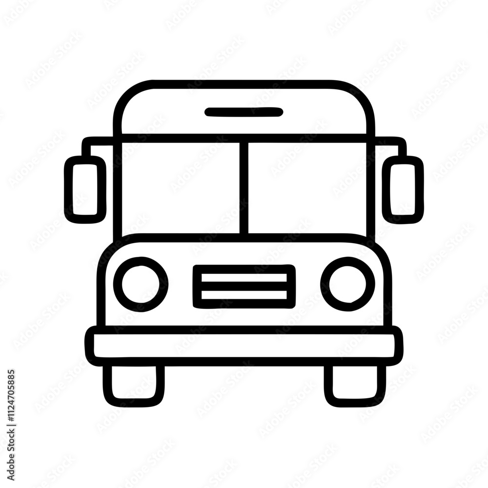 school bus icon, education vector icon - black outline icon of school bus symbolizing education, knowledge, and information in simple design. school bus icon, education vector icon - black outline icon of school bus symbolizing education, knowledge, and information in simple design.