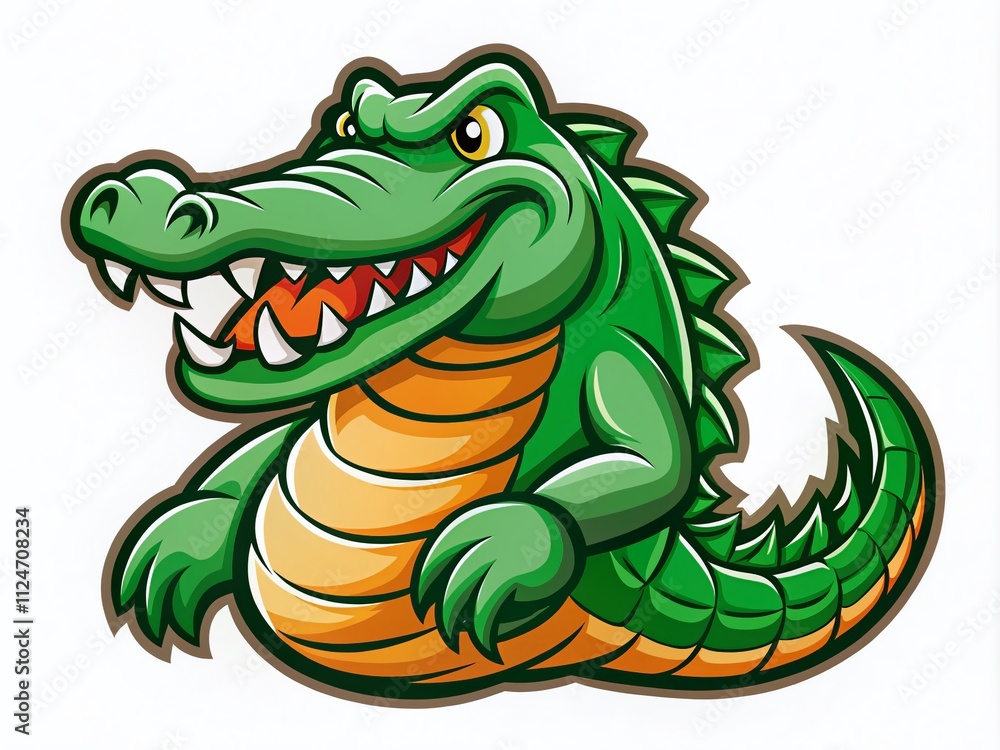 Obraz premium Alligator Mascot Logo Design on a White Background, Ideal for Sports Teams and Branding, Featuring a Bold and Playful Character Representation