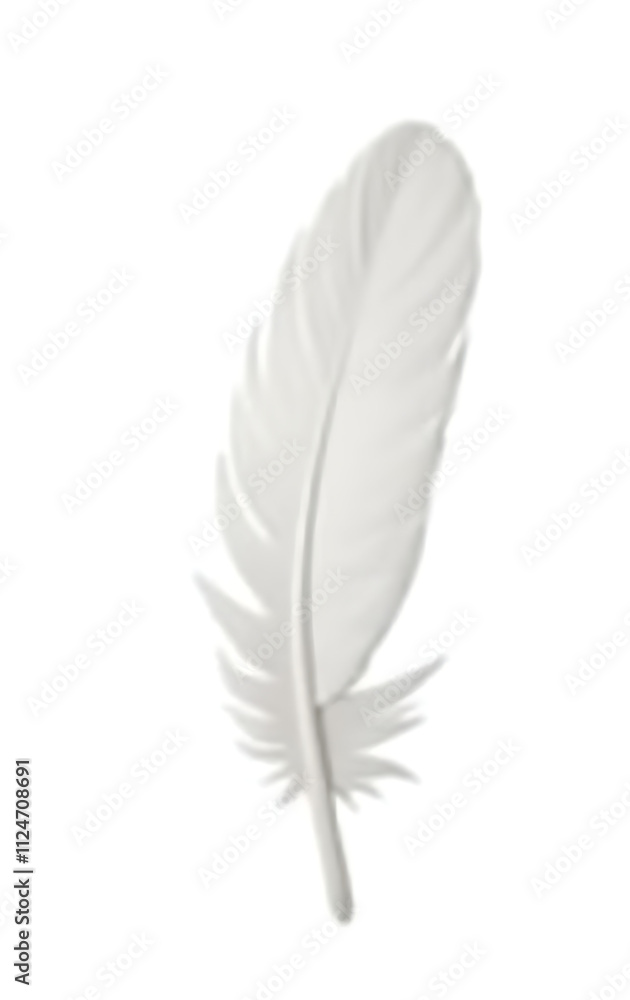 White feather stands alone against a pure white backdrop as a single isolated element in this clean cutout image._00001_ White feather stands alone against a pure white backdrop as a single isolated element in this clean cutout image._00001_
