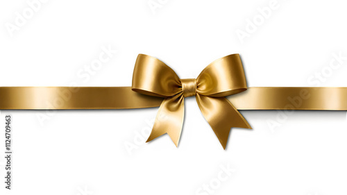 PNG luxurious golden smooth ribbon tied into an elegant bow with a long flowing tail