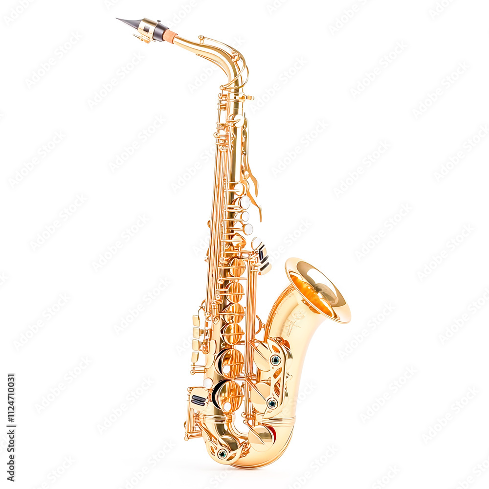 Naklejka premium Golden saxophone Isolated on white background