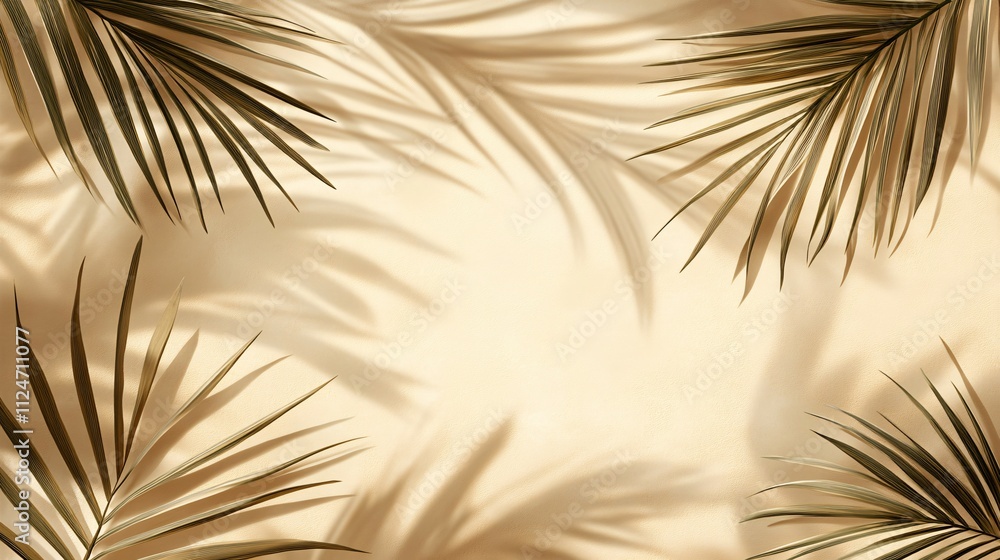 Obraz premium Palm Leaf Shadows on Beige Background