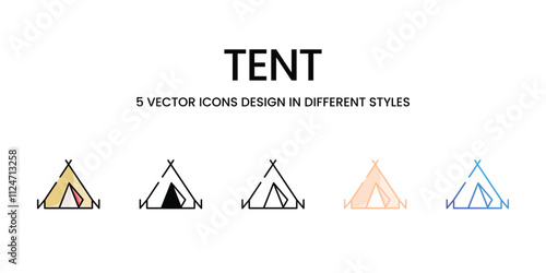 Tent icons set in different style vector stock illustration