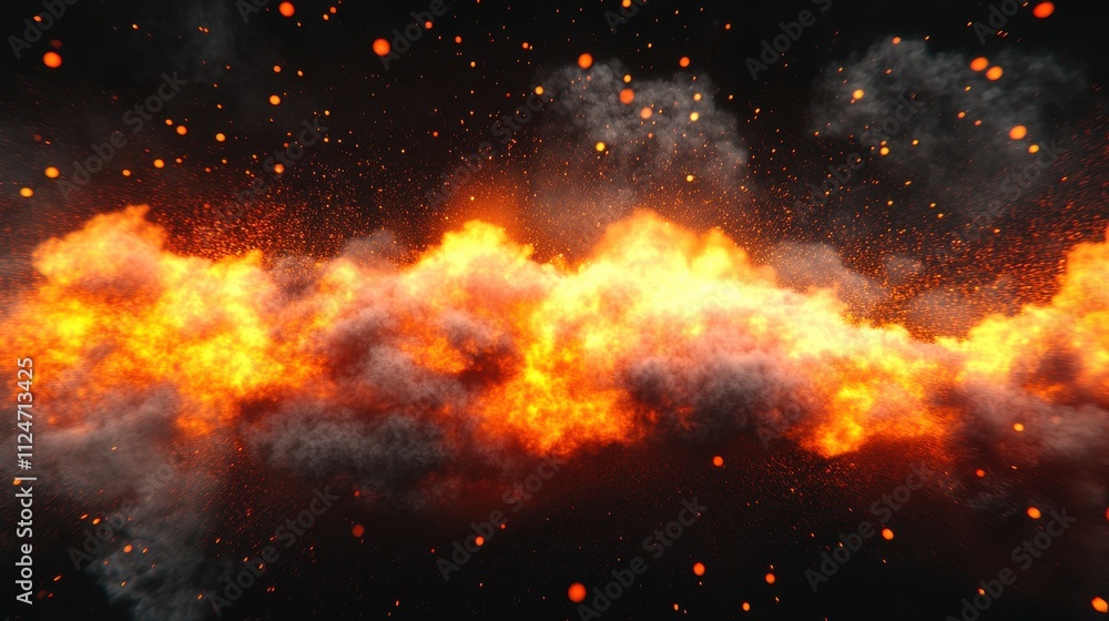 Cool Festive Night Display with Light and Fire Elements Cool Festive Night Display with Light and Fire Elements