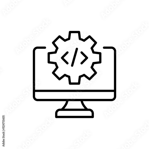 Computer software outline icons, minimalist vector illustration ,simple transparent graphic element .Isolated on white background