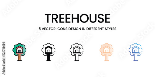 Treehouse icons set in different style vector stock illustration