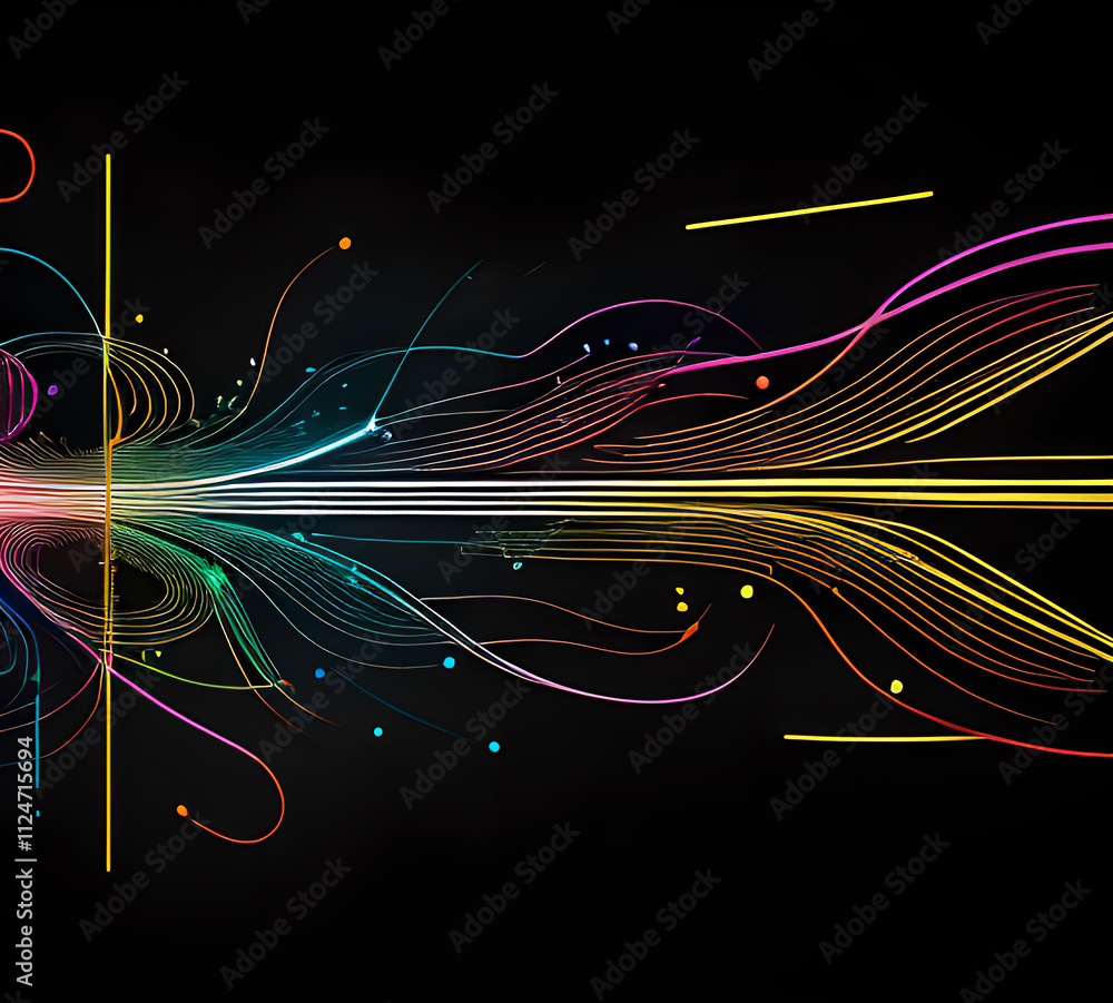 Glowing lines neon banner background Illumination lines Neon light background Feeling.Digital particles rainbow colors.light effect cold yellow red Background.generative ai Glowing lines neon banner background Illumination lines Neon light background Feeling.Digital particles rainbow colors.light effect cold yellow red Background.generative ai
