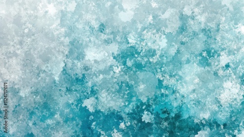 A textured abstract image featuring icy blue and white snowflakes, creating a cool and serene atmosphere.