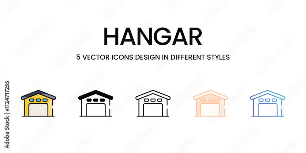 Hangar icons set in different style vector stock illustration Hangar icons set in different style vector stock illustration