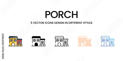 Porch icons set in different style vector stock illustration