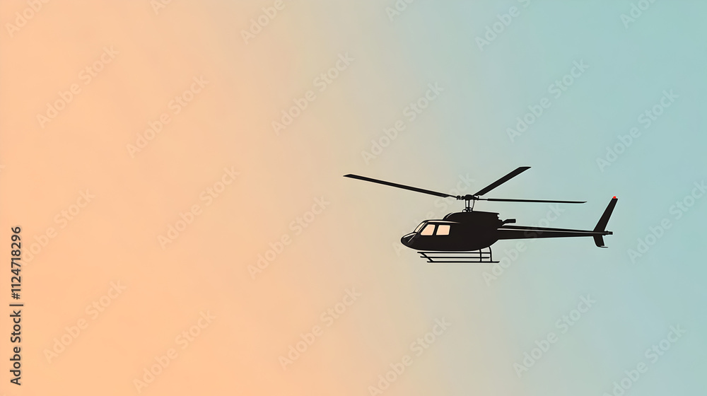 A minimalist vector of a helicopter hovering in the sky, with simple lines and no details. Simple helicopter illustration. A minimalist vector of a helicopter hovering in the sky, with simple lines and no details. Simple helicopter illustration.
