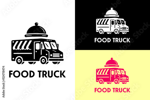 dish cloche, food truck, window, wheels, restaurant, food cart, food truck logo, smoothies, tea, coffee, pizza, burger, vector logo