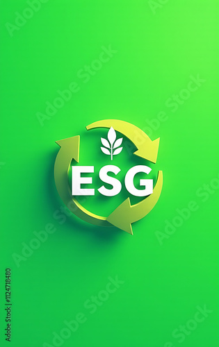 ironment, society, and governance are key components of ESG icon concept, emphasizing sustainability in business practices on a green background._00001_ photo